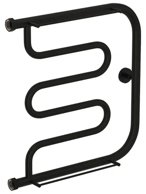 СУНЕРЖА Лира + 2 полки Полотенцесушитель 500х500 черный матовый, нак. гайка 1"