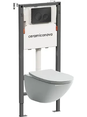 Комплект Подвесной унитаз Mono Rimless+Система инсталляции , кнопка Circle, черный матовый CN1905_121001MB