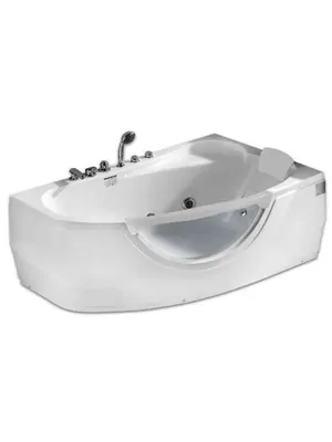 Акриловая ванна Gemy (1610х960) гидромассажная, со вставкой из прозрачного стекла, правая G9046 B R