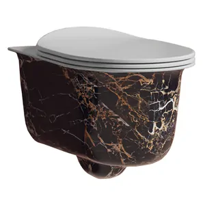 Унитаз подвесной ArtCeram 380х530х420 мм, безободковый, крепеж,цвет: portoro gold CHV001 48 00