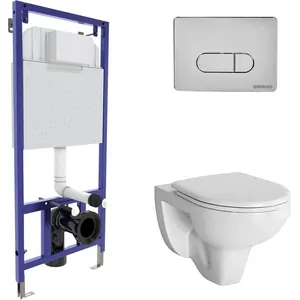 BERGES комплект инсталляция NOVUM525, клавиша смыва хром глянец, унитаз GAMMA с сиденьем 042417