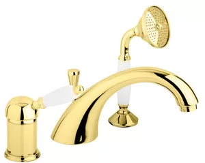 Смеситель CEZARES BVDM-03/24-Bi на борт ванны, 3 отверстия, золото 24кар/ручка белая