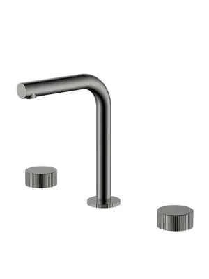 Смеситель Boheme 152-GM.3 для раковины, на 3 отверстия, двухзахватный, ручки linea, графит