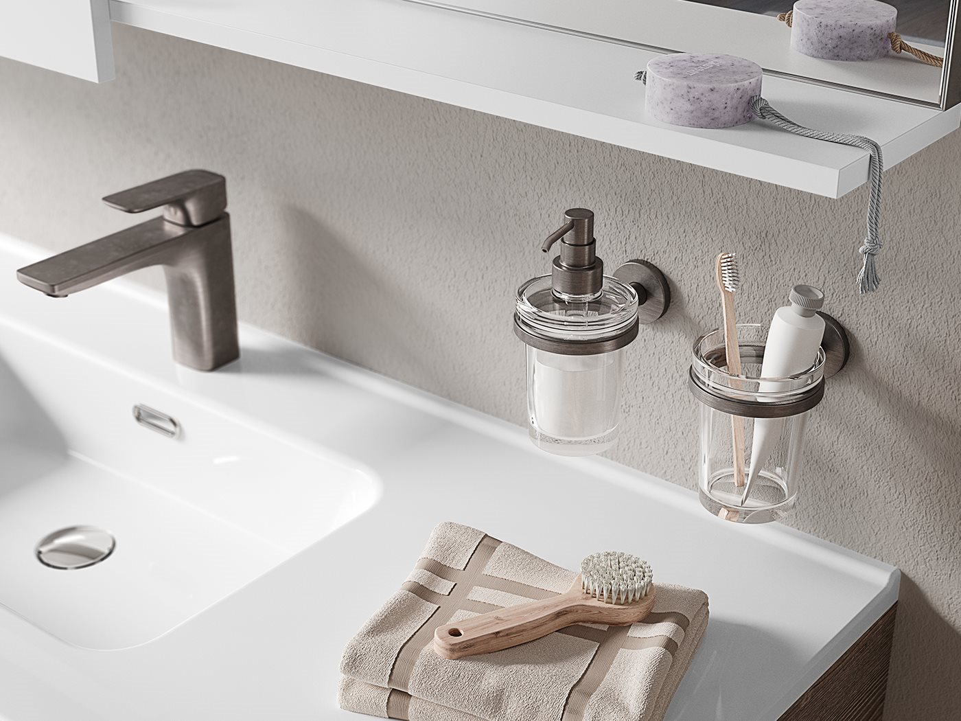 Мыльница INDA ONE A24110CR03 , настенная, цвет держателя хром, чашка экстра прозрачное стекло