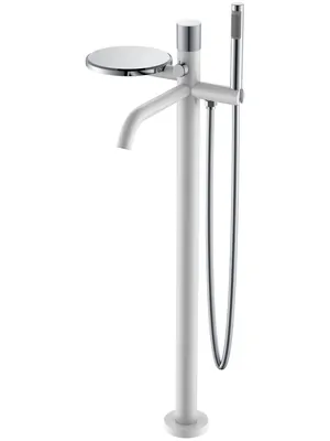 Смеситель Boheme 129-WCR.2 для ванны/душа, напольный, однозахв, с ручным душем, белый+хром