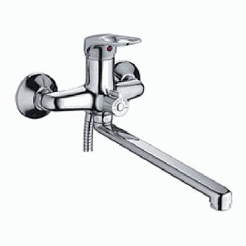 Смеситель Ledeme Н37 настенный, для ванны и душа, поворотный излив, с душевой лейкой, хром L2237-B