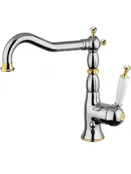 Смеситель для кухни Migliore Cucina однозахватный,ручка бел./хром/золото ML.CUC-6382.BI.CRDO