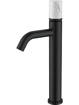 Смеситель Boheme 122-B-MR-W для раковины, на 1 отв,однозахв, ручка мрамор, черный