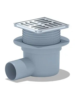 Трап душевой АНИ Пласт 10х10 решетка нерж.сталь, горизонтальный выпуск 50мм, гидрозатвор TA5602