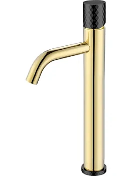 Смеситель Boheme 122-GB для раковины, на 1 отверстие, однозахв, ручка diamond, золото+черный