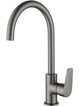 Смеситель для кухни Aquatek AQ1182BGM однозахватный, поворотный излив 246мм, сталь оружейная