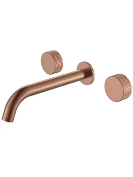 Смеситель Boheme 152-2-CB.3 для раковины, встраиваемый, двухзахватный, ручки:linea,медь браш
