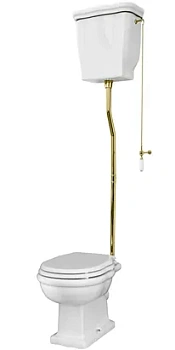 Унитаз с высоким бачком ArtCeram 360х530х385 горизонт. выпуск, белый/золото HEV0030100+HEC0040100+HEA00672