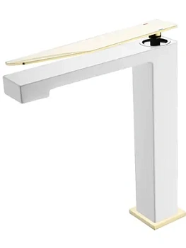 Смеситель Boheme 142-CRG.2 для раковины, на 1 отверстие, однозахватный, хром+золото