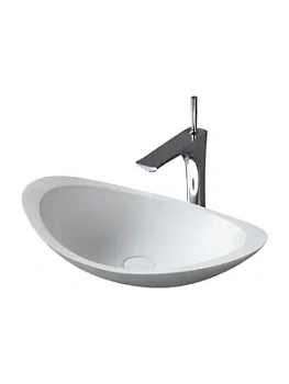 Раковина накладная ABBER (605х380х145) искусственный камень, белый матовый AS2606