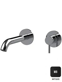 Смеситель для раковины Almar настенный, излив 162-187 с регулируемым углом аэратора, цвет черный матовый E210033.MB