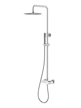 Душевая система Boheme 128-WCR настенная, с изливом, верхний/ручной душ, белый+хром