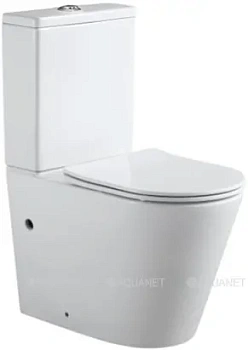 Унитаз-компакт Aquanet 2.0 безободковый, сиденье тонкое с микролифтом, белый 243546+243547