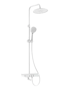 Смеситель Iddis для ванны SHEWTBTi06 с верхним душем и полкой, матовый белый, упр.нажимное