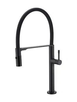 Смеситель Boheme 114-B для кухни, на 1 отверстие, однозахватный, гибкий излив, черный