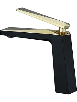 Смеситель Boheme 381-B для раковины, на 1 отверстие, однозахватный, черный+золото