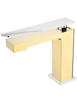 Смеситель Boheme 141-GCR.2 для раковины, на 1 отверстие, однозахватный, золото+хром