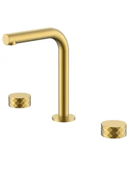 Смеситель Boheme 152-MG для раковины, на 3 отверстия, двухзахватный, ручки diamond, золото мат