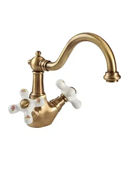 Смеситель для раковины Migliore с донным клапаном click-clack, белый/бронза ML.PRO-8834.BR
