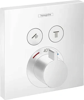 Смеситель Hansgrohe 15763700 термостат, 2 потребителя, наружная часть, белый матовый