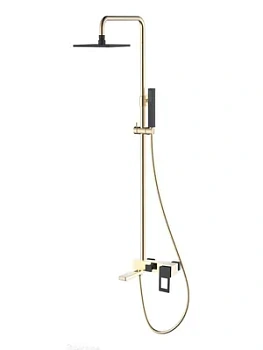 Душевой комплект Boheme 148-GB настенный, однозахватный, верхний/ручной душ, золото+черный