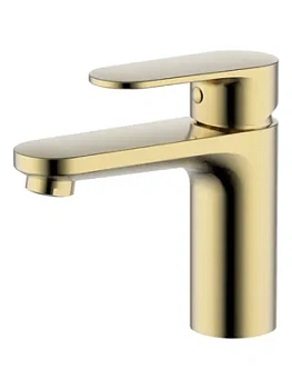 Смеситель для раковины Aquatek AQ1810BG однозахватный, излив 87мм, б/дон. клапана, золото шлиф