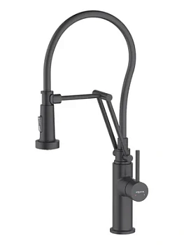 Смеситель для кухни Aquatek AQ1388MB однозахватный, профессиональный излив 450мм, черный мат