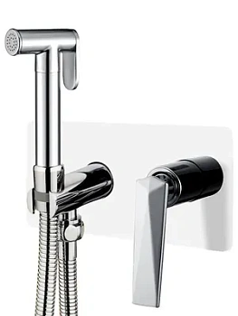 Смеситель Boheme 377-W встраиваемый, с гигиеническим душем, однозахватный, белый+хром