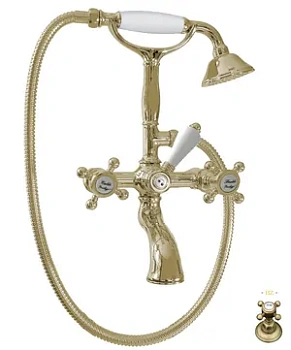 Смеситель для ванны Nicolazzi настенный двухзахватный с душем, бронза 1401BZ70
