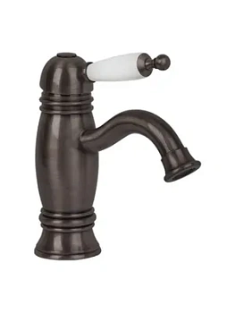 Смеситель для раковины Migliore однозахватный, ручка белая, бронза Tusk ML.OXF-6319.BI.BT