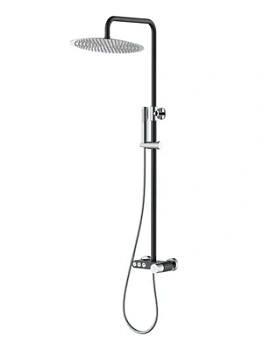 Душевая система Boheme 128-BCR настенная, с изливом, верхний/ручной душ, черный+хром