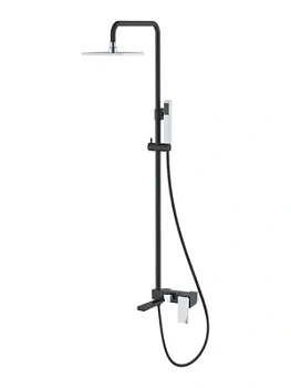 Душевой комплект Boheme 148-BCR настенный, однозахватный, верхний/ручной душ, черный+хром