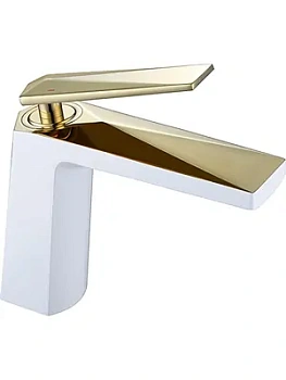 Смеситель Boheme 381-W для раковины, на 1 отверстие, однозахватный, белый+золото