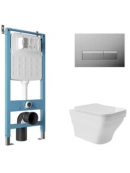 Инсталляция Aqueduto TECNICA NOVO + унитаз с сиденьем + клавиша смыва RETANGULO NOVO AQDS204