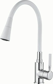 Смеситель Ledeme для кухни, с гибким изливом, однозахватный, белый L4199-3