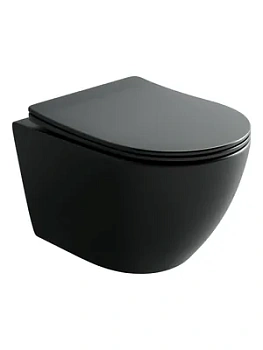Унитаз подвесной Ceramicanova 360х490х360 с сиденьем,безободковый,Tornado,черный мат. CN11001TMB