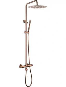 Душевая система Boheme Uno 468-T-CB настенная, верхний/ручной душ, термостат, медь брашированная