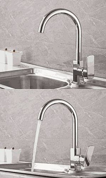 Смеситель Ledeme Н33 для кухни, поворотный излив, однозахватный, хром L4033-2