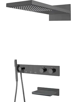 Душевая система Boheme 133-2-SGM встраиваемая,термостат,излив, верхний/ручн душ, графит глянц