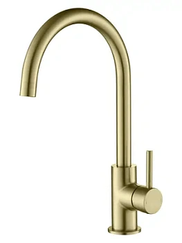 Смеситель для кухни Aquatek AQ1382BG однозахватный, поворотный излив 246мм, золото шлиф