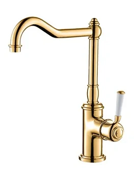 Смеситель Zeegres 73085302 для кухни, однозахватный, излив 201 мм, золото