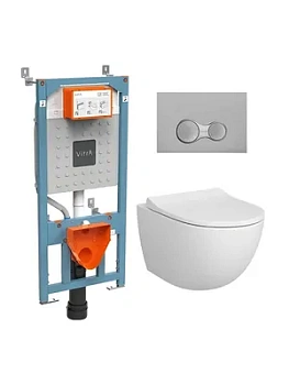 Комплект: Инсталляция Vitra с клавишей хром + Унитаз + сиденье микролифт 9830B003-7207