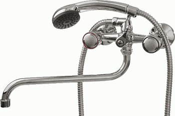 Смеситель Ledemе Н17 настеный, для ванны и душа, с душевой лейкой, двухзахватный, хром L2117