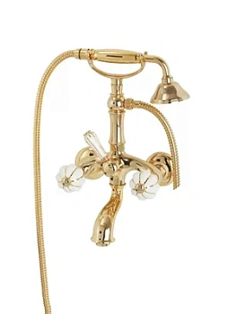 Смеситель для ванны/душа Migliore настенный, бел. с золотым декором/золото ML.OLV-5802.BO.DO