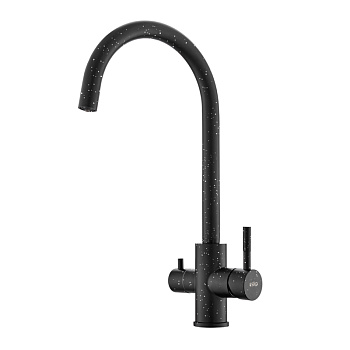 Смеситель для кухни ESKO GR 04 B  R-образный излив, с фильтрацией воды, черный с белой крапинкой